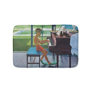 Tapete De Banheiro Prática de Piano no Poolside