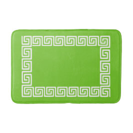 Tapete De Banheiro Preppy Greek Key – Verde Lima & Branco