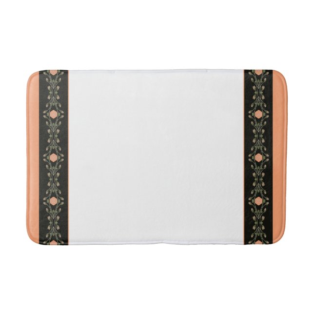 Tapete De Banheiro Preto E Branco Com Pêssego (Frente)