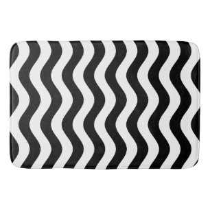 Tapete De Banheiro Preto e Branco com risca