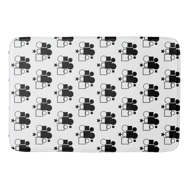 Tapete De Banheiro Preto e Branco: Formas (Frente)