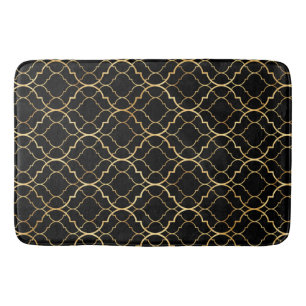 Tapete De Banheiro Preto e Dourado marroquino