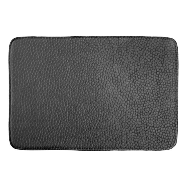 Tapete De Banheiro Preto Faux Couro Luxurioso Bath Mat (Frente)