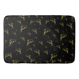 Tapete De Banheiro preto, golfinho, peixe, natureza, aquático, design