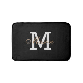Tapete De Banheiro Preto Personalizado Bonito Dourado