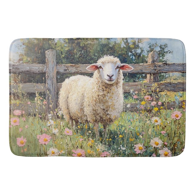 Tapete De Banheiro Primavera com pintura de flores selvagens (Frente)