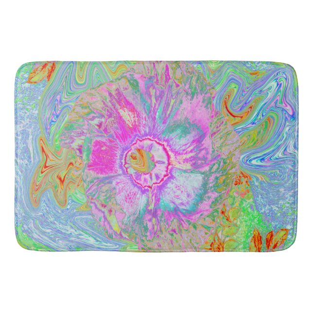 Tapete De Banheiro Psicodélico, Rosa Quente e Hibisco Ultra-Violeta (Frente)