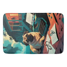 Tapete De Banheiro Pug Dog gentleman vintage