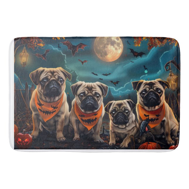 Tapete De Banheiro Pug Halloween Spooky (Frente)
