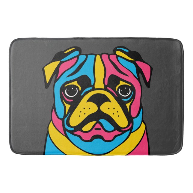 Tapete De Banheiro pug personalizável de 3 tons (Frente)