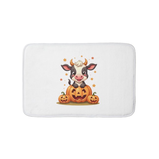 Tapete De Banheiro Pumpkin Patch Cow (frente)