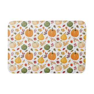 Tapete De Banheiro Pumpkins de Colheita e Padrão de Folhas de outono