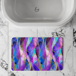 Tapete De Banheiro Purple and Blue Stained Glass Mosaic pattern