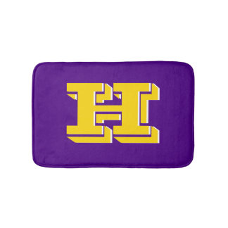 Tapete De Banheiro Purple and Gold Varsity Letter Style Monogram