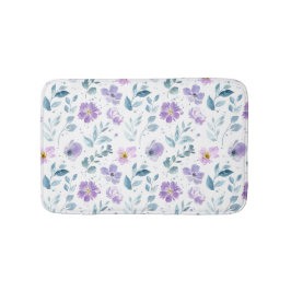 Tapete De Banheiro Purple Green Watercolor Wildflower