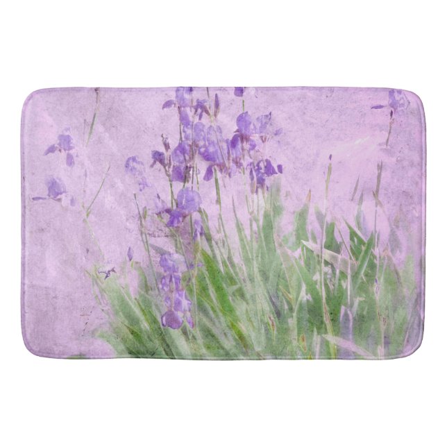 Tapete De Banheiro Purple Iriss Watercolor Bath Mat (Frente)
