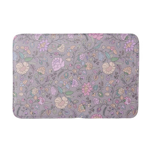 Tapete De Banheiro Púrpura Rosa Dusta bege Whimsical Colorful Floral