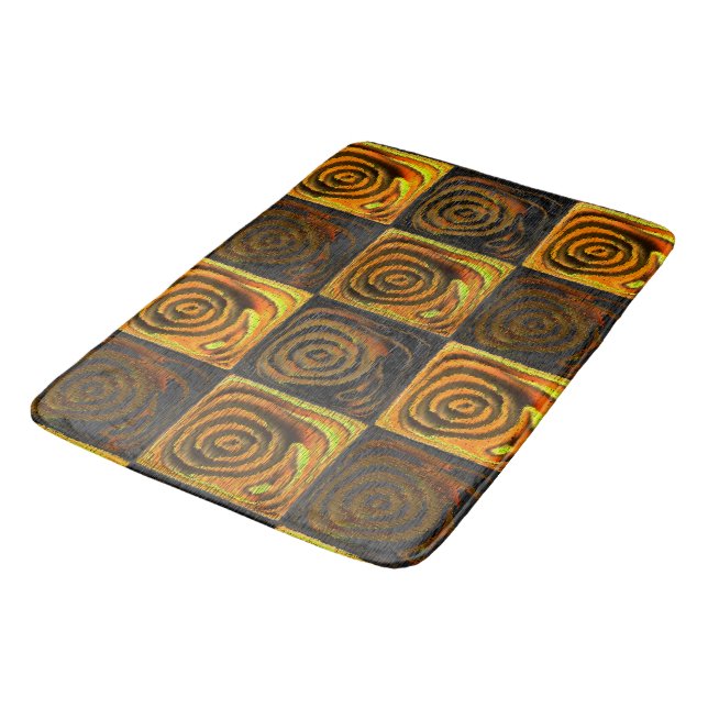 Tapete De Banheiro quadrados amarelados e círculos em mosaico rústico (Angulado)