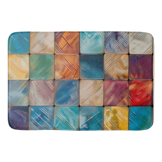 Tapete De Banheiro Quadrados Coloridos (Frente)