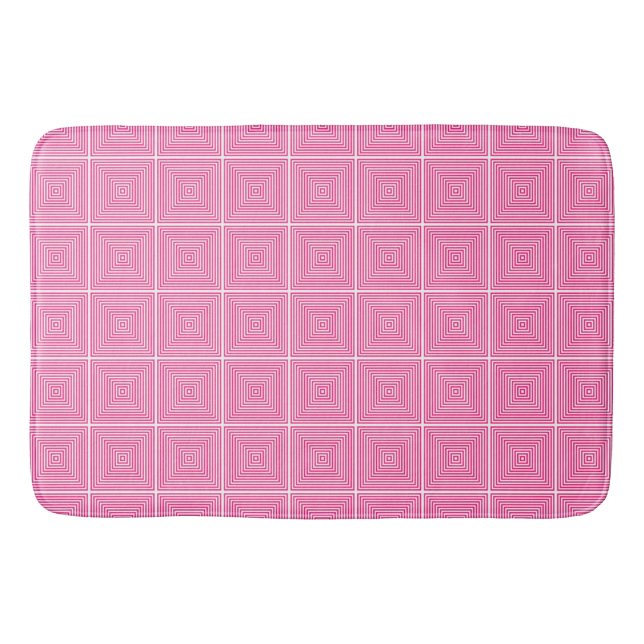 Tapete De Banheiro Quadrados Rosa Concentrados (Frente)
