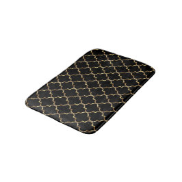 Tapete De Banheiro Quatrefoil Dourado e Preto