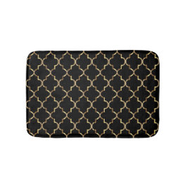 Tapete De Banheiro Quatrefoil Dourado e Preto