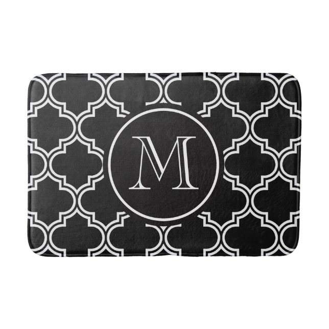 Tapete De Banheiro Quatrefoil Preto e Branco (Frente)