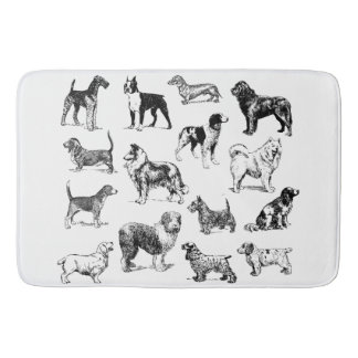 Tapete De Banheiro Rações de Cães Negros e Brancos Vintage de Lover