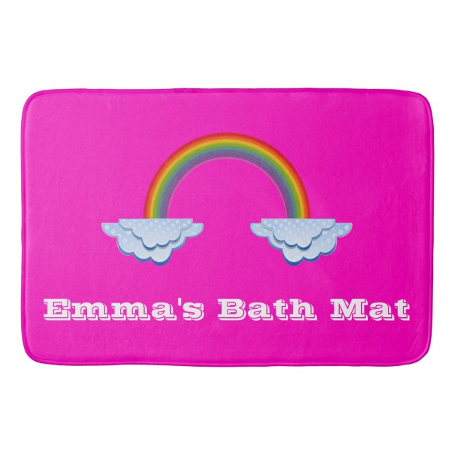 Tapete De Banheiro Rainbow Bath Mat em rosa quente (Frente)