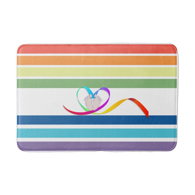 Tapete De Banheiro Rainbow Stripes Bath Mat (Frente)