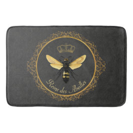 Tapete De Banheiro Rainha Cinza de Abelhas Francesas Elegante Amarelo