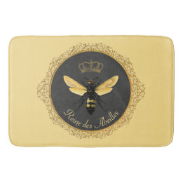 Tapete De Banheiro Rainha Cinza de Abelhas Francesas Elegante Amarelo