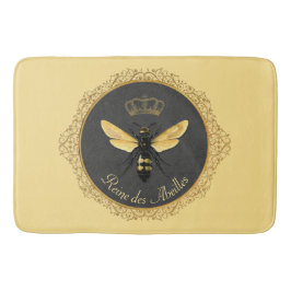 Tapete De Banheiro Rainha Cinza de Abelhas Francesas Elegante Amarelo