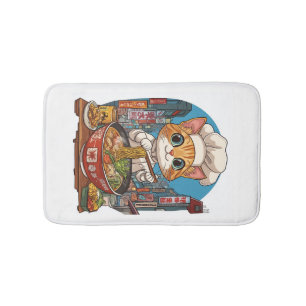 Tapete De Banheiro Ramen Neko � Gato Engraçado Chef Anime Comida