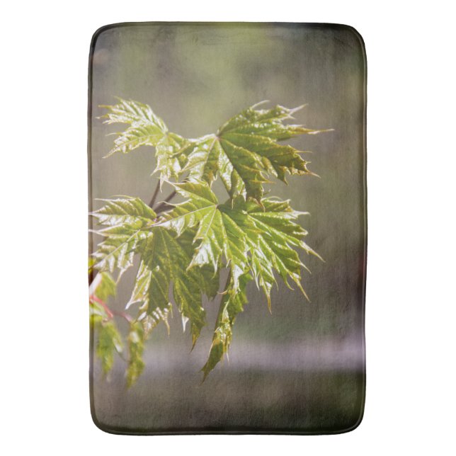 Tapete De Banheiro Ramificação verde-branca com folhas pequenas (Frente Vertical)