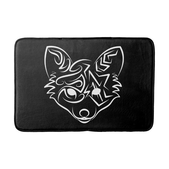 Tapete De Banheiro Raposa Tribal Negra (Frente)