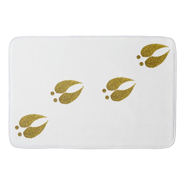 Tapete De Banheiro Rastreamento Rústico Elegante Faux Dourado de Deer (Frente)