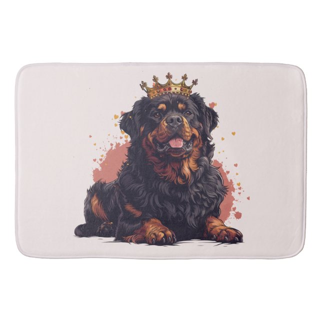 Tapete De Banheiro Real Rottweiler - Coroa Rainha do Cachorro (Frente)