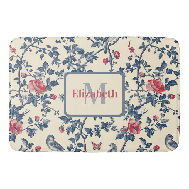Tapete De Banheiro Red and Blue Toile de Jouy Personalizado (Frente)