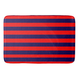 Tapete De Banheiro Red and Navy Blue Nautical Stripes 