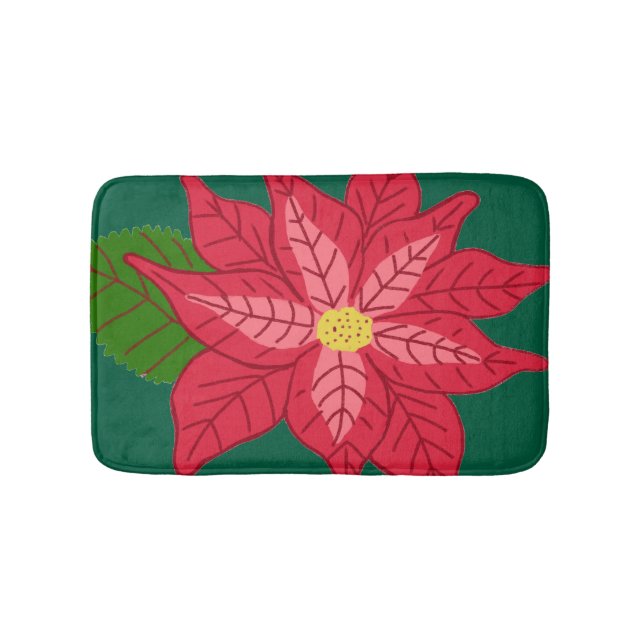 Tapete De Banheiro Red and Pink Christmas Poinsettia (frente)