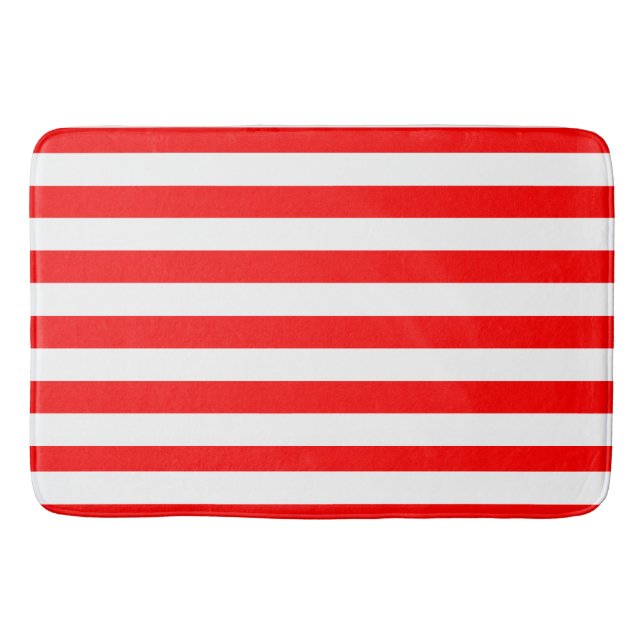 Tapete De Banheiro Red and White Cabana Stripes  (Frente)
