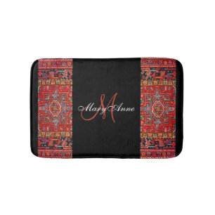 Tapete De Banheiro Red Antique Oriental Persa - Preto Personalizado