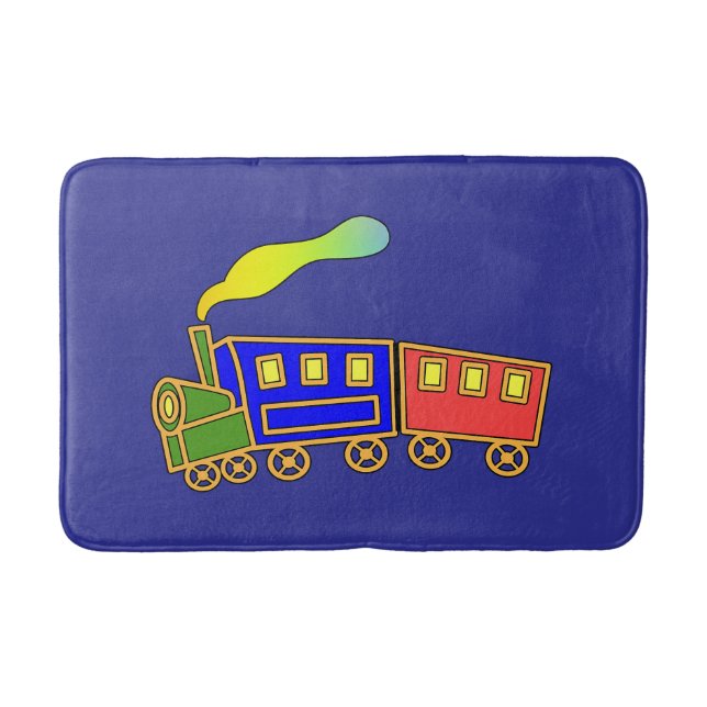 Tapete De Banheiro Red Blue Kids Choo Choo Aproto Azul (Frente)