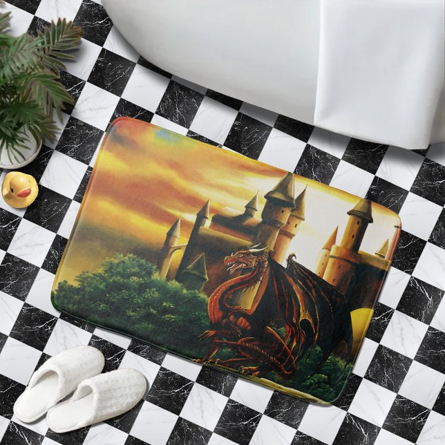 Tapete De Banheiro Red Dragon Castle Fantasy (Criador carregado)