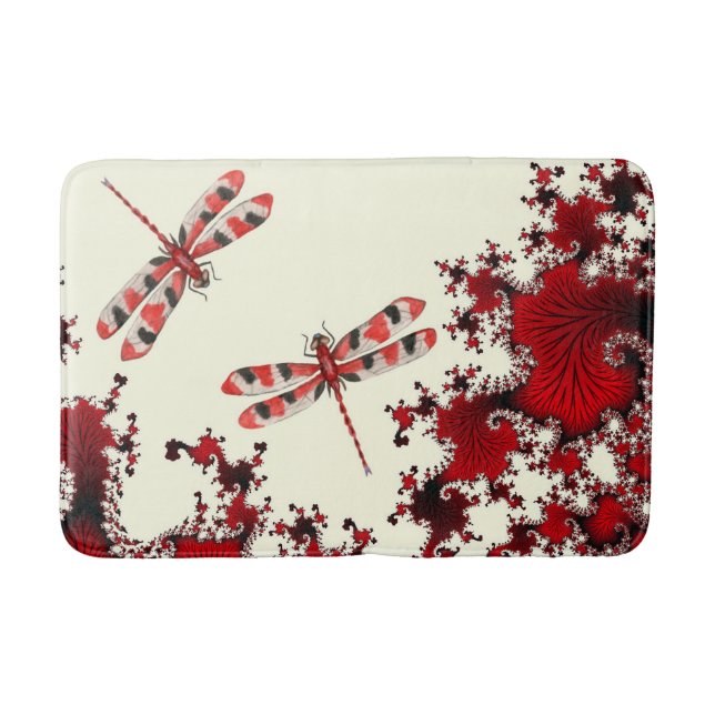 Tapete De Banheiro Red Dragonflies Bath Mat (Frente)