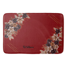Tapete De Banheiro Red Floral Geometric Bath Mat