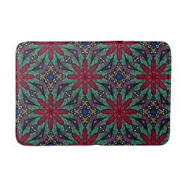 Tapete De Banheiro Red Floral With Green and Blue