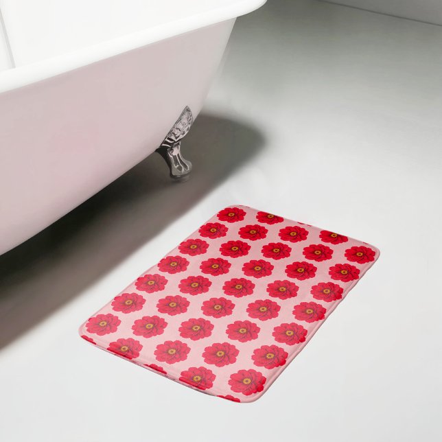 Tapete De Banheiro Red Flower Seamless Pattern Bath Mat (Bath mat with seamless pattern of a red flower)