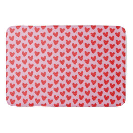 Tapete De Banheiro Red Hand-Drawn Doodle Hearts Pattern on Pastel Pin